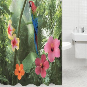 RTD-4111 : Tropical Forest Parrot Shower Curtain at SailorHats.net