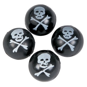 RTD-421524 : 24-Pack Jolly Roger Pirate Skull and Crossbones Bouncing Balls at RTD Gifts