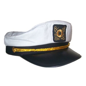 RTD-1382 : Deluxe Youth White Yacht Navy Captains Sailor Hat - Adjustable at SailorHats.net